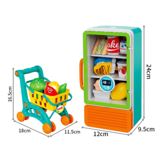 Set Interactiv Frigider și Coș de Cumpărături – Lumini și Sunete (culoare aleatorie)
