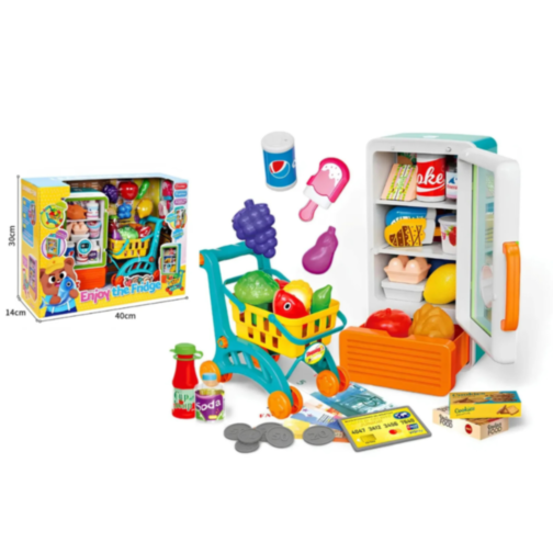 Set Interactiv Frigider și Coș de Cumpărături – Lumini și Sunete (culoare aleatorie)