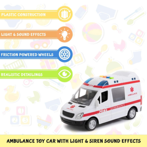 Ambulanță de Jucărie cu Lumini și Sunete, Uși Deschise, 1:16, City Rescue