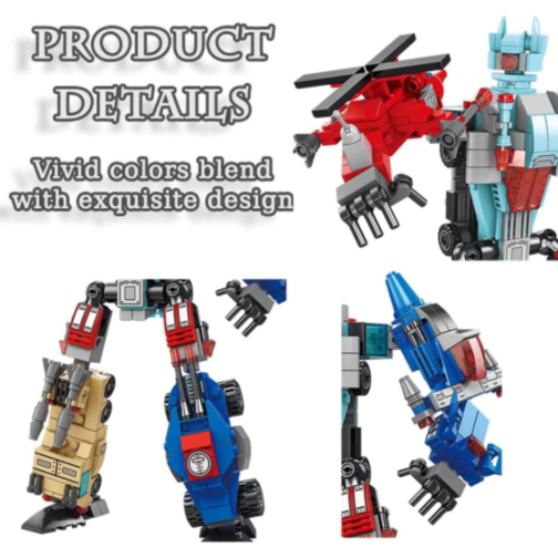Set de Construcție 6 în 1 Mech Ares – Robot Transformabil din Vehicule, 514 piese