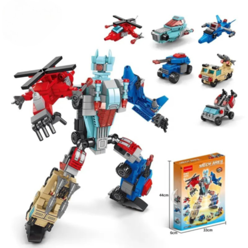 Set de Construcție 6 în 1 Mech Ares – Robot Transformabil din Vehicule, 514 piese