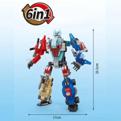 Set de Construcție 6 în 1 Mech Ares – Robot Transformabil din Vehicule, 514 piese