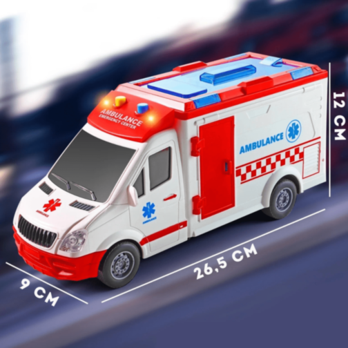 Ambulanță Jucărie cu Lumini, Sunete și Targă