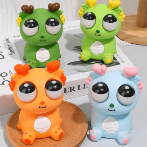 Dragon Antistres Verde cu Ochi Bulbucați