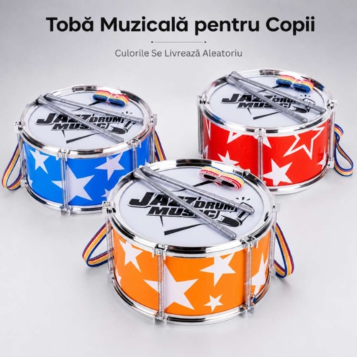 Tobă Muzicală pentru Copii cu Curea și Bețe
