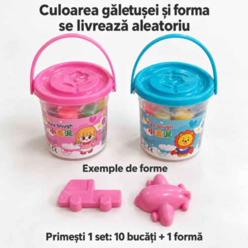 Set plastilină colorată cu 10 bucăți și formă