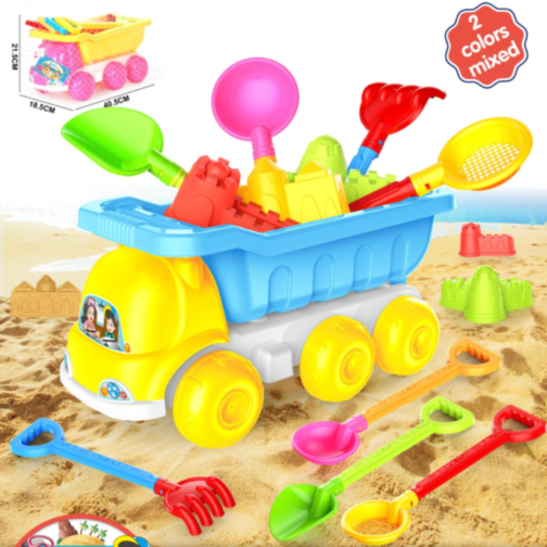 Set Jucării de Plajă cu Camion și 8 Accesorii Colorate (culoare aleatorie)