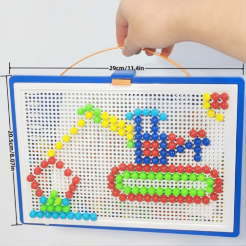 Puzzle Mozaic Ciupercuțe Montessori Colorate cu Planșă (culoare aleatorie)