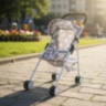Cărucior pentru Păpuși Pliabil cu Copertină și Coș