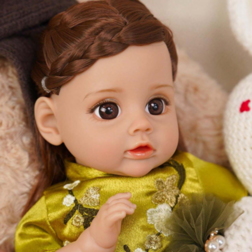 Păpușă Reborn Interactivă de 35 cm cu Corp Textil și Voce 