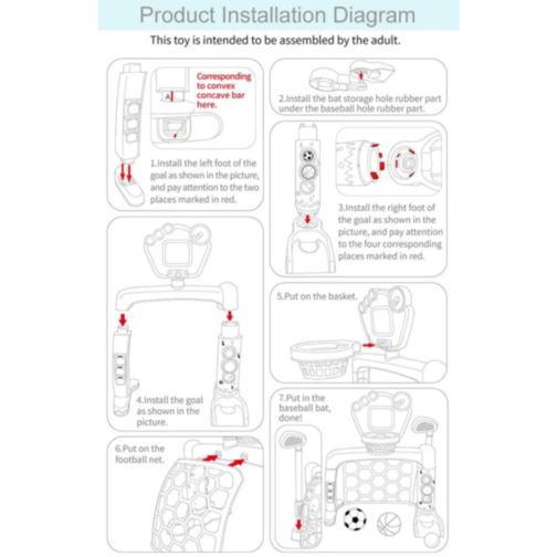 Set sportiv 3 în 1 pentru copii mici - Baschet, Fotbal și Golf 
