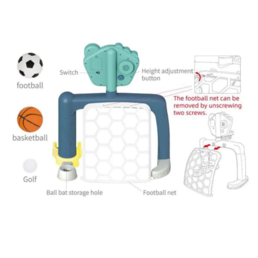 Set sportiv 3 în 1 pentru copii mici - Baschet, Fotbal și Golf 