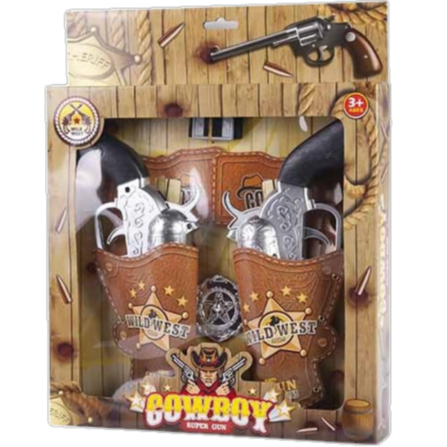 Set 2 Revolvere Cowboy cu Tocuri și Insignă