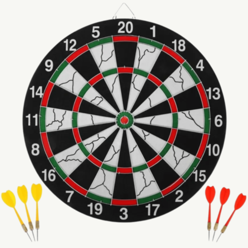 Set Darts Cu Două Fețe și 6 Săgeți Metalice
