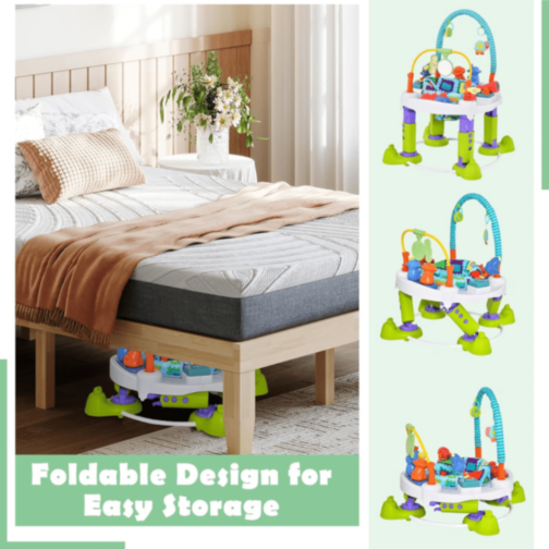 Centru de Activități 5 în 1 pentru Bebeluși cu Salteluță, Masă Interactivă și Mers Asistat