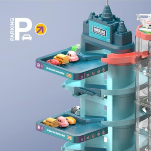 Set Parcare Etajată cu Lift și Mașinuțe Interactive