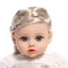 Păpușă Reborn Interactivă Blondă cu Rochie Albă și Voce – 35 cm