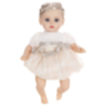 Păpușă Reborn Interactivă Blondă cu Rochie Albă și Voce – 35 cm
