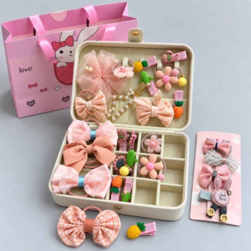Set accesorii de păr pentru fetițe, cu cutie organizatoare