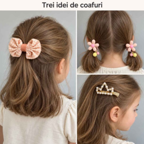 Set accesorii de păr pentru fetițe, cu cutie organizatoare