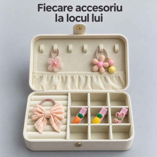 Set accesorii de păr pentru fetițe, cu cutie organizatoare