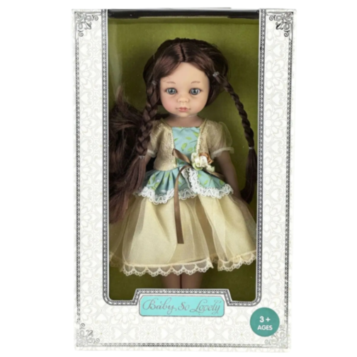 Păpușă Elegantă cu Rochie din Tulle și Împletituri Decorative