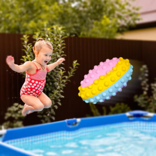 Minge senzorială Rugby cu texturi Pop-It, culori vibrante