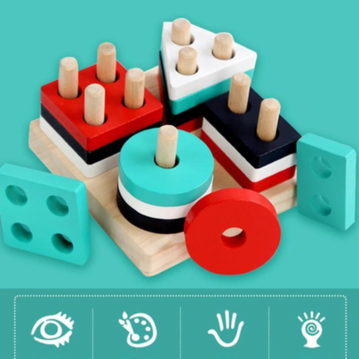 Set Jucărie din Lemn pentru Sortare Forme Geometrice