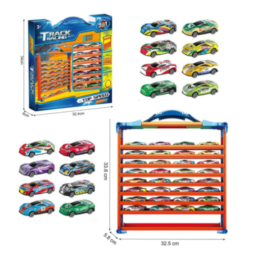Set 3 în 1 Piste și Mașinuțe – Track Racing cu 14 Mașini
