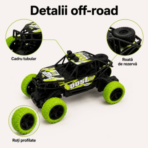 Mașină off-road cu telecomandă și lumini multicolore pentru copii