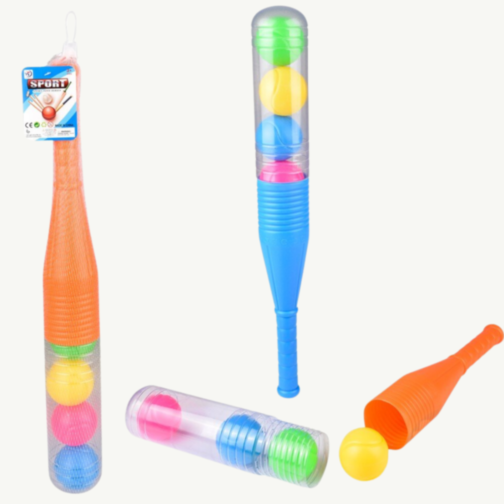 Set baseball cu bâtă și mingi colorate pentru copii