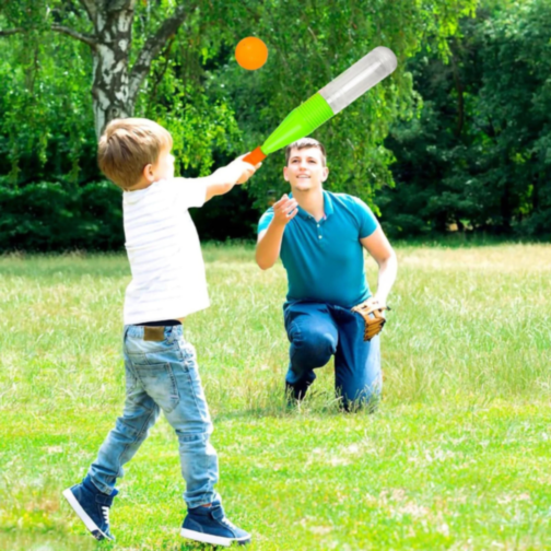 Set baseball cu bâtă și mingi colorate pentru copii
