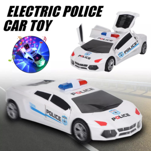 Mașinuță de Poliție cu Lumini, Sunete și Transformare Robot 