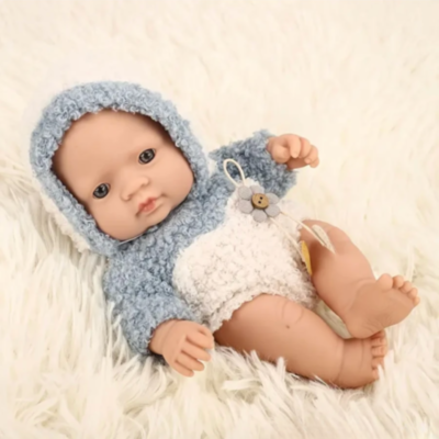 Păpușă Bebeluș din Vinil 16 cm cu Haină Tricotată și Chip Realist | image