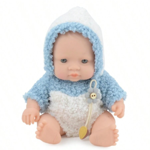 Păpușă Bebeluș din Vinil 16 cm cu Haină Tricotată și Chip Realist