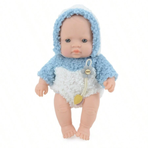 Păpușă Bebeluș din Vinil 16 cm cu Haină Tricotată și Chip Realist