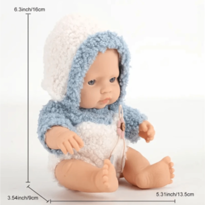 Păpușă Bebeluș din Vinil 16 cm cu Haină Tricotată și Chip Realist | image