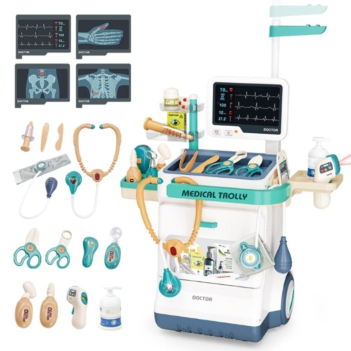 Cărucior Medical cu Accesorii Doctor și Monitor