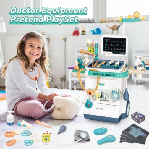 Cărucior Medical cu Accesorii Doctor și Monitor