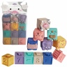 Set 12 Cuburi Moi de Cauciuc cu Animale și Forme Geometrice
