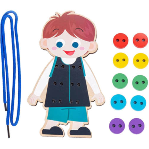 Jucărie Montessori din Lemn – Îmbrăcare și Încheiere Nasturi