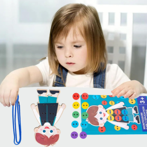 Jucărie Montessori din Lemn – Îmbrăcare și Încheiere Nasturi