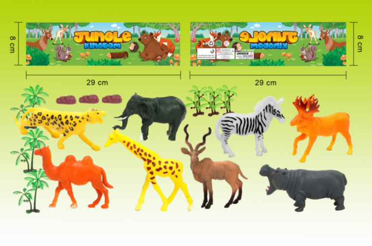 Set 8 Animale din Junglă și Palmieri