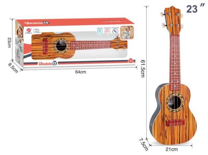 Chitara Ukulele cu 4 Corzi, 60cm