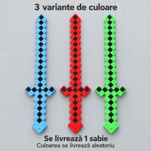 Sabie pixelată de jucărie cu lumini și sunete