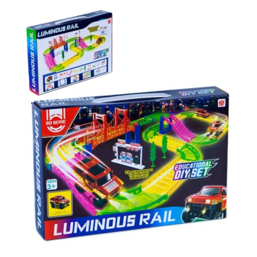 Pista Auto cu Circuit Flexibil, Luminos și 1 Mașinută