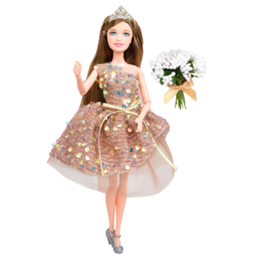 Păpușă elegantă „Starry Sky Doll” cu rochie sclipitoare și coroniță