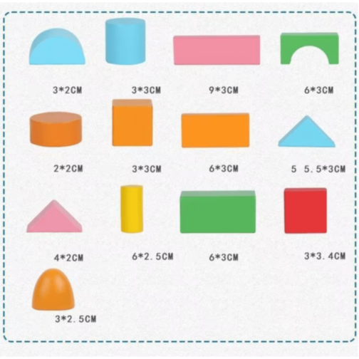 Cuburi din Lemn Colorate Set Construcție
