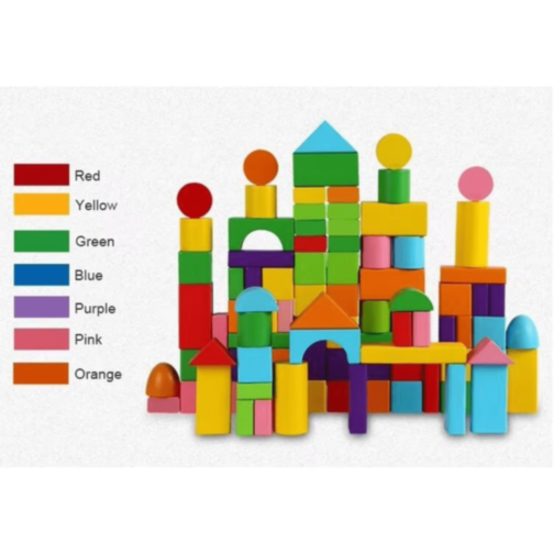 Cuburi din Lemn Colorate Set Construcție
