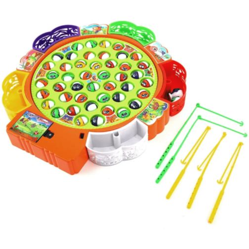 Joc de Pescuit Rotativ cu Muzică și 5 Undițe